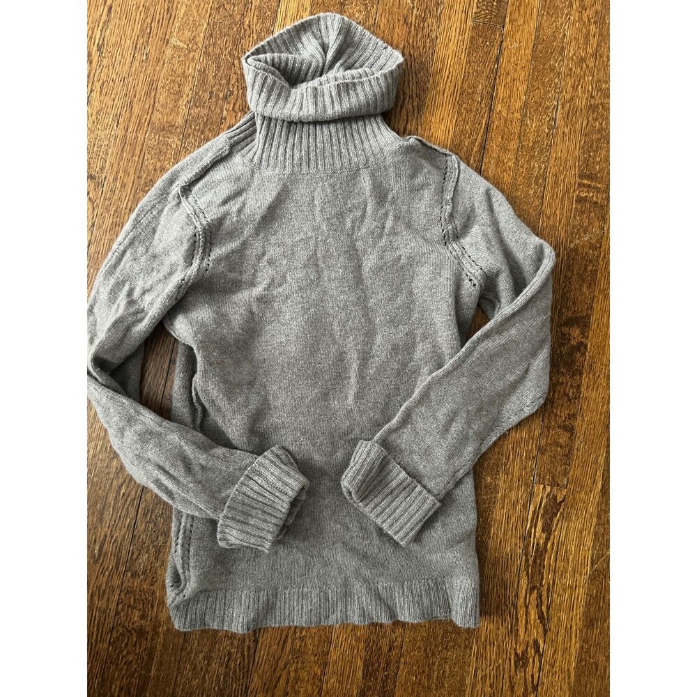 Inhabit Gray Ribbed Turtleneck Sweater